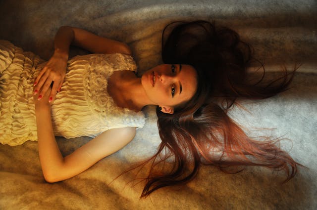 A woman resting comfortably